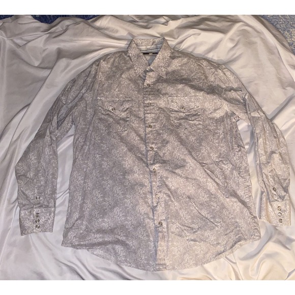 Stetson Shirt Mens XL Grey Logo Pearl Snap Fancy Cowboy Western USA Floral‎ - Picture 10 of 10